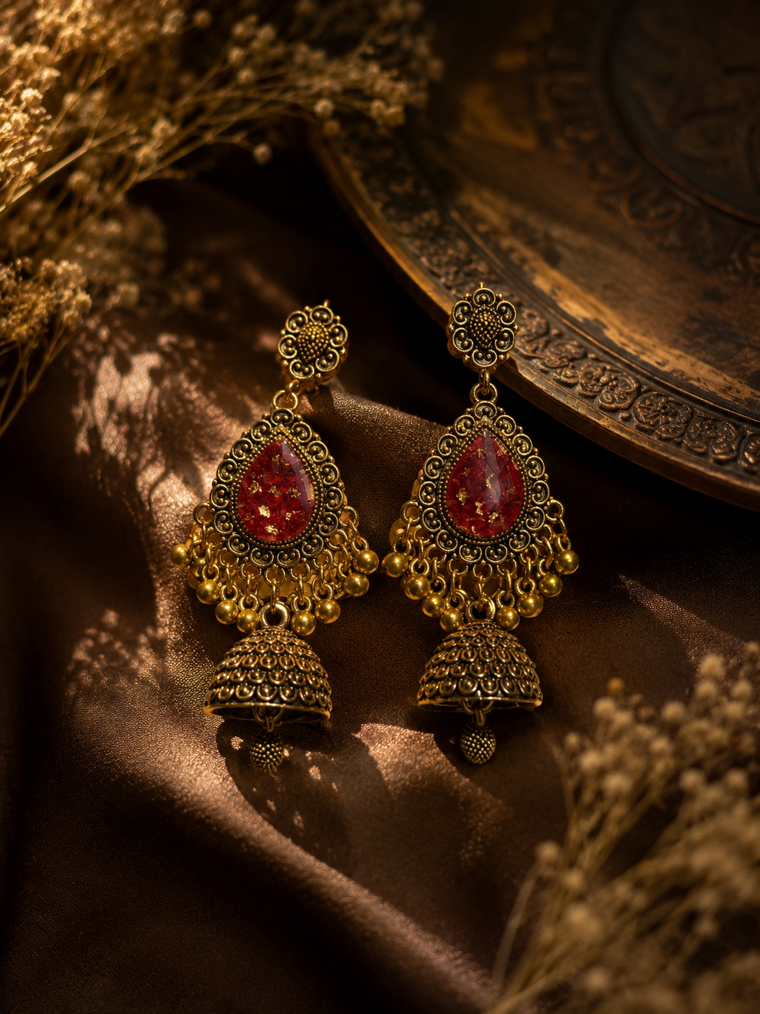 Handmade resin mini jhumka
